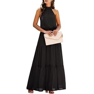 PRETTYGARDEN Women’s Casual Halter Neck Sleeveless Long Maxi Dress